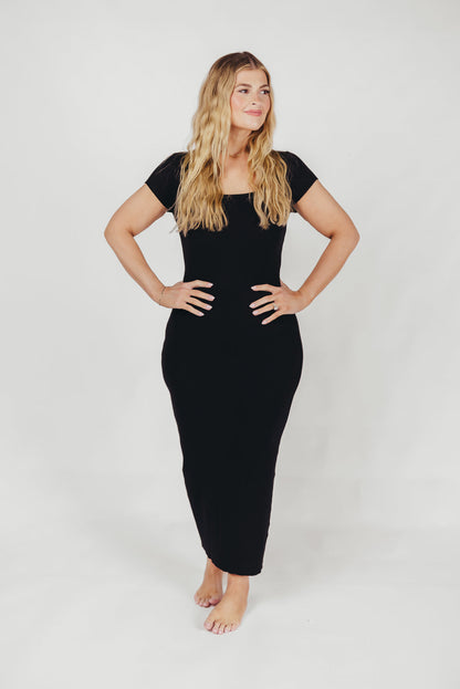 Wren Ribbed Knit Maxi Dress with Square Neckline in Black (XS-XL) - Worth Collective Exclusive