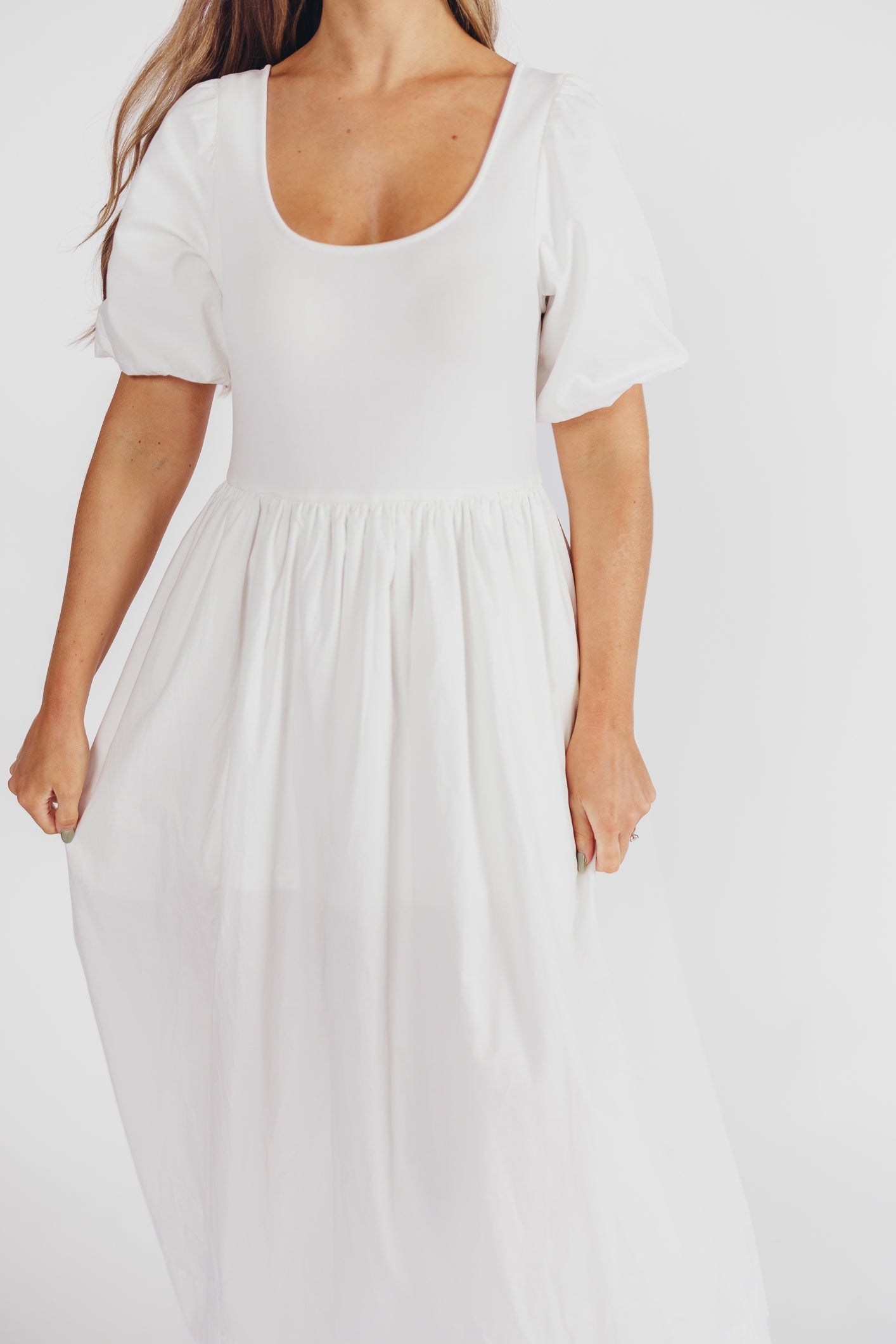 The Premium Alana Midi Dress in White