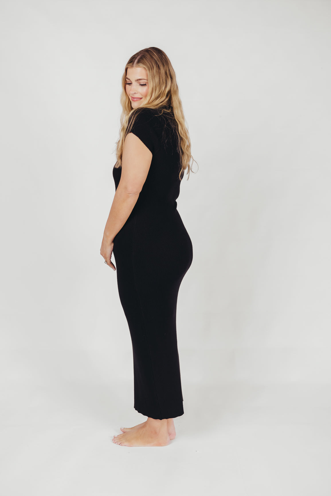 Wren Ribbed Knit Maxi Dress with Square Neckline in Black (XS-XL) - Worth Collective Exclusive