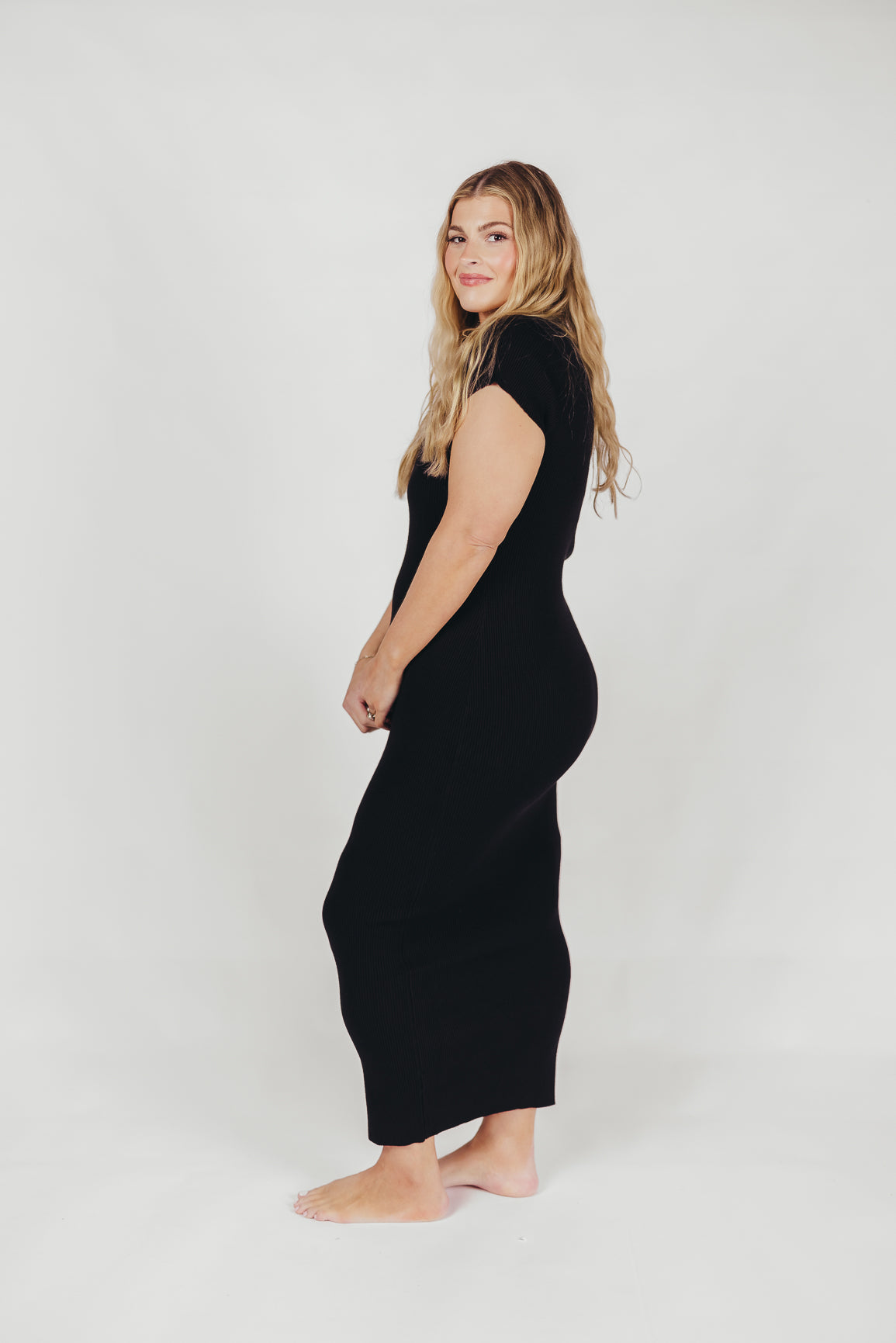 Wren Ribbed Knit Maxi Dress with Square Neckline in Black (XS-XL) - Worth Collective Exclusive