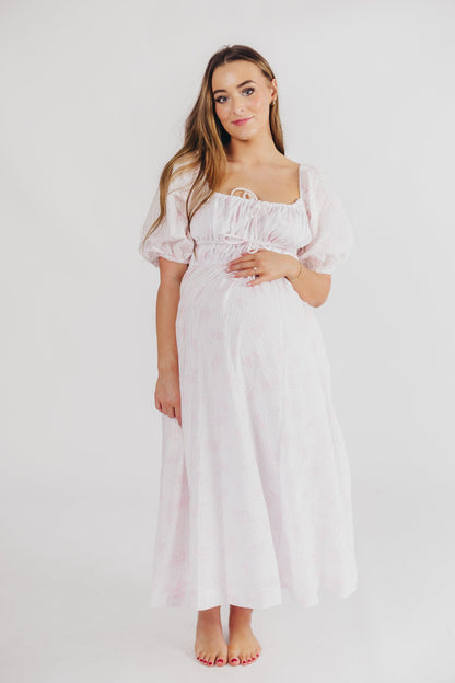 Edda Coastal Midi Dress in Pink - Bump Friendly & Inclusive Sizing (S-3XL)