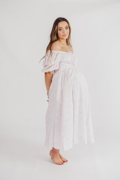 Edda Coastal Midi Dress in Pink - Bump Friendly & Inclusive Sizing (S-3XL)