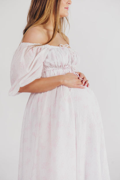 Edda Coastal Midi Dress in Pink - Bump Friendly & Inclusive Sizing (S-3XL)