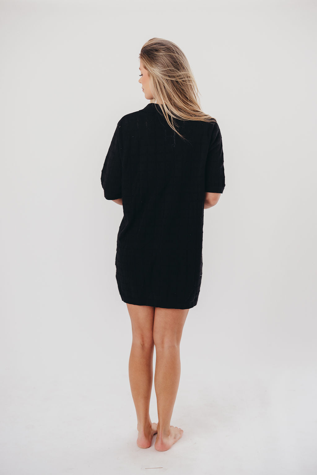 Aubrey Cotton Mini Shirt Dress in Black - Nursing Friendly