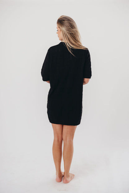 Aubrey Cotton Mini Shirt Dress in Black - Nursing Friendly