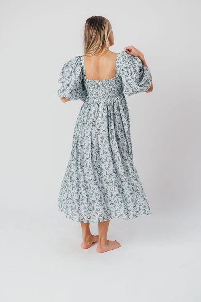 Harlow Maxi Dress in Blue Vintage Tea - Bump Friendly & Inclusive Sizing (S-3XL)