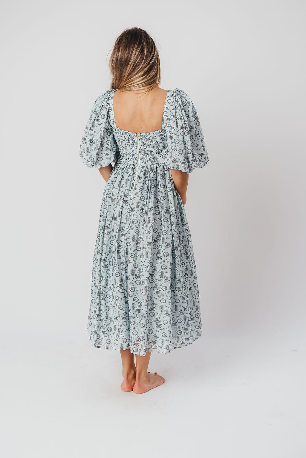 Harlow Maxi Dress in Blue Vintage Tea - Bump Friendly & Inclusive Sizing (S-3XL)