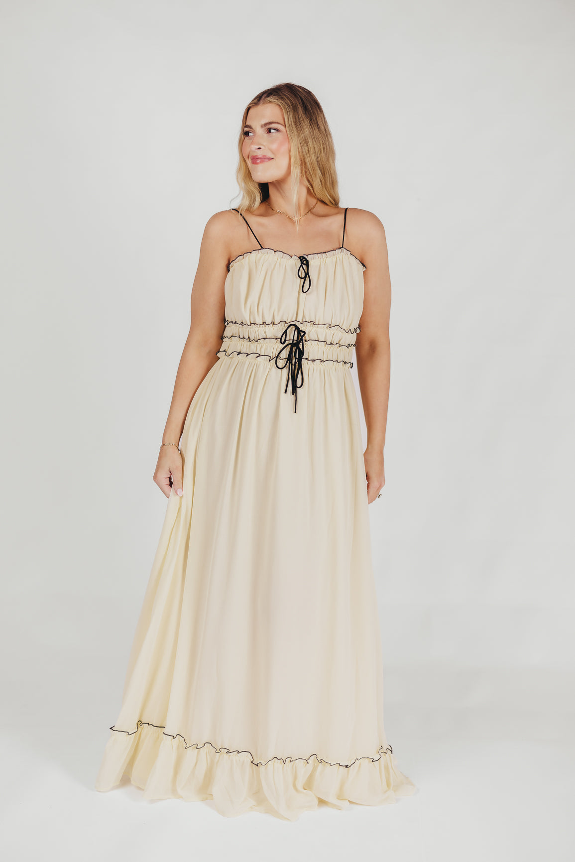 Sylvia Maxi Dress in Cream/Black