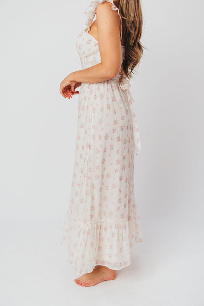 Rosamund Bustier-Style Maxi Dress in Blush Pink Floral - Inclusive Sizing (S-3XL)