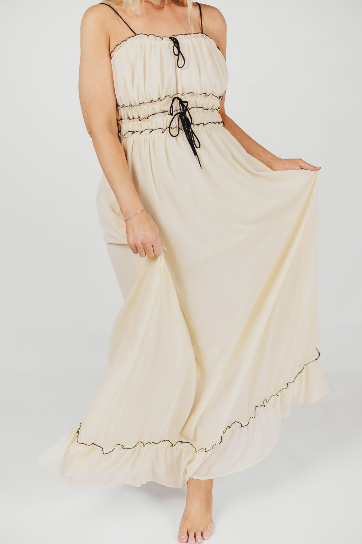 Sylvia Maxi Dress in Cream/Black