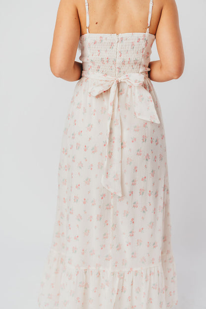 Rosamund Bustier-Style Maxi Dress in Blush Pink Floral - Inclusive Sizing (S-3XL)