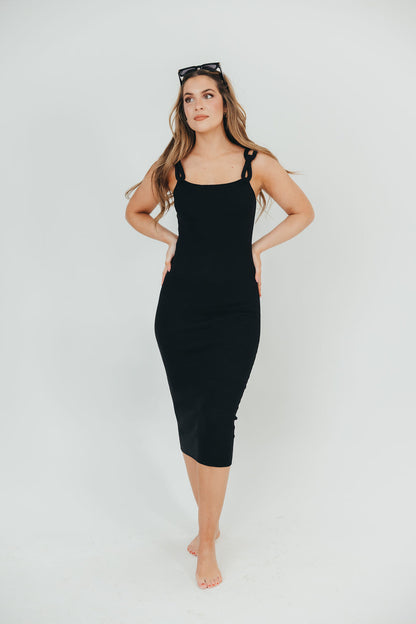 Lois Knit Midi Dress in Black