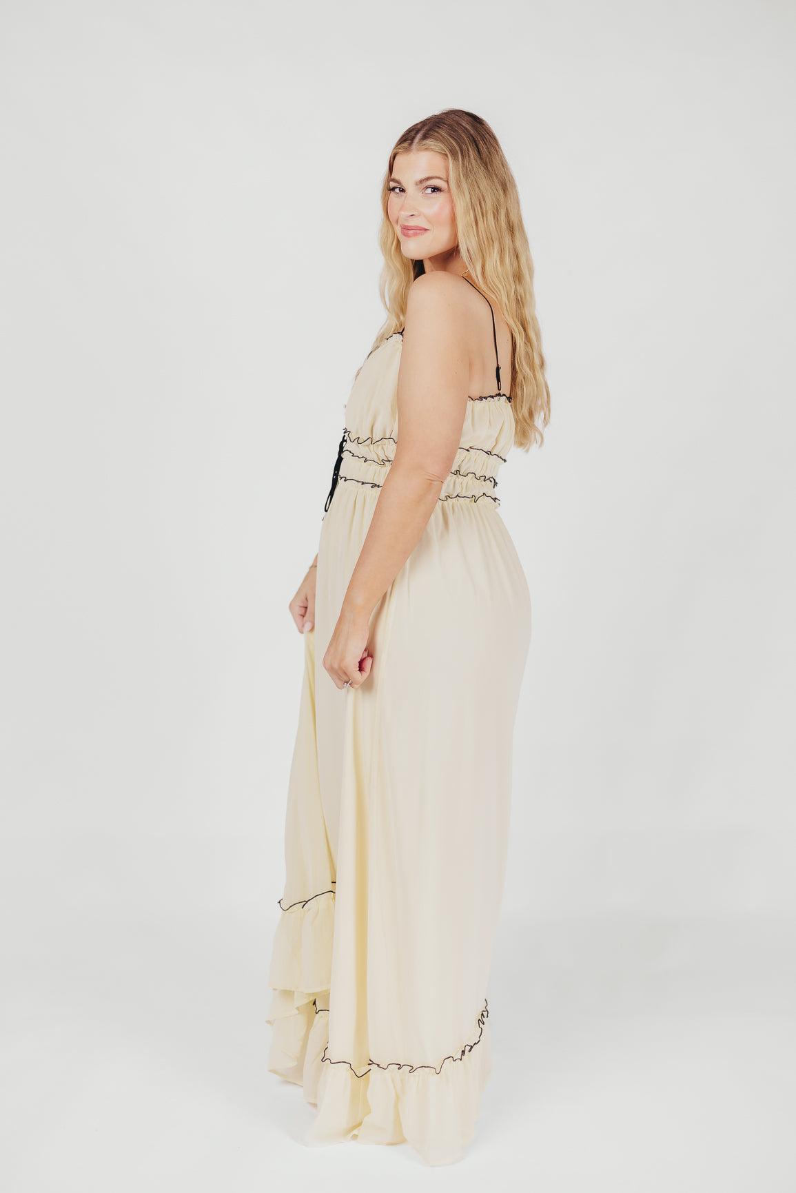 Sylvia Maxi Dress in Cream/Black