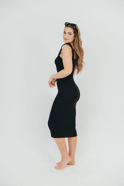 Lois Knit Midi Dress in Black