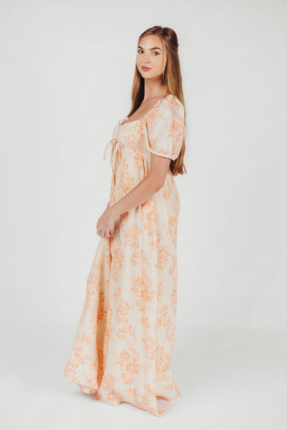 Haven 100% Cotton Tie Front Maxi Dress in Sherbert