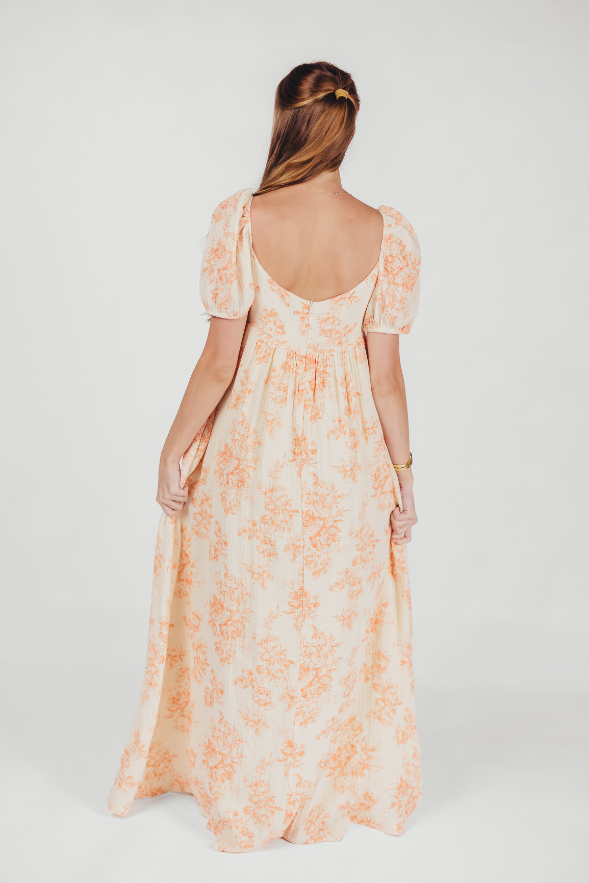 Haven 100% Cotton Tie Front Maxi Dress in Sherbert