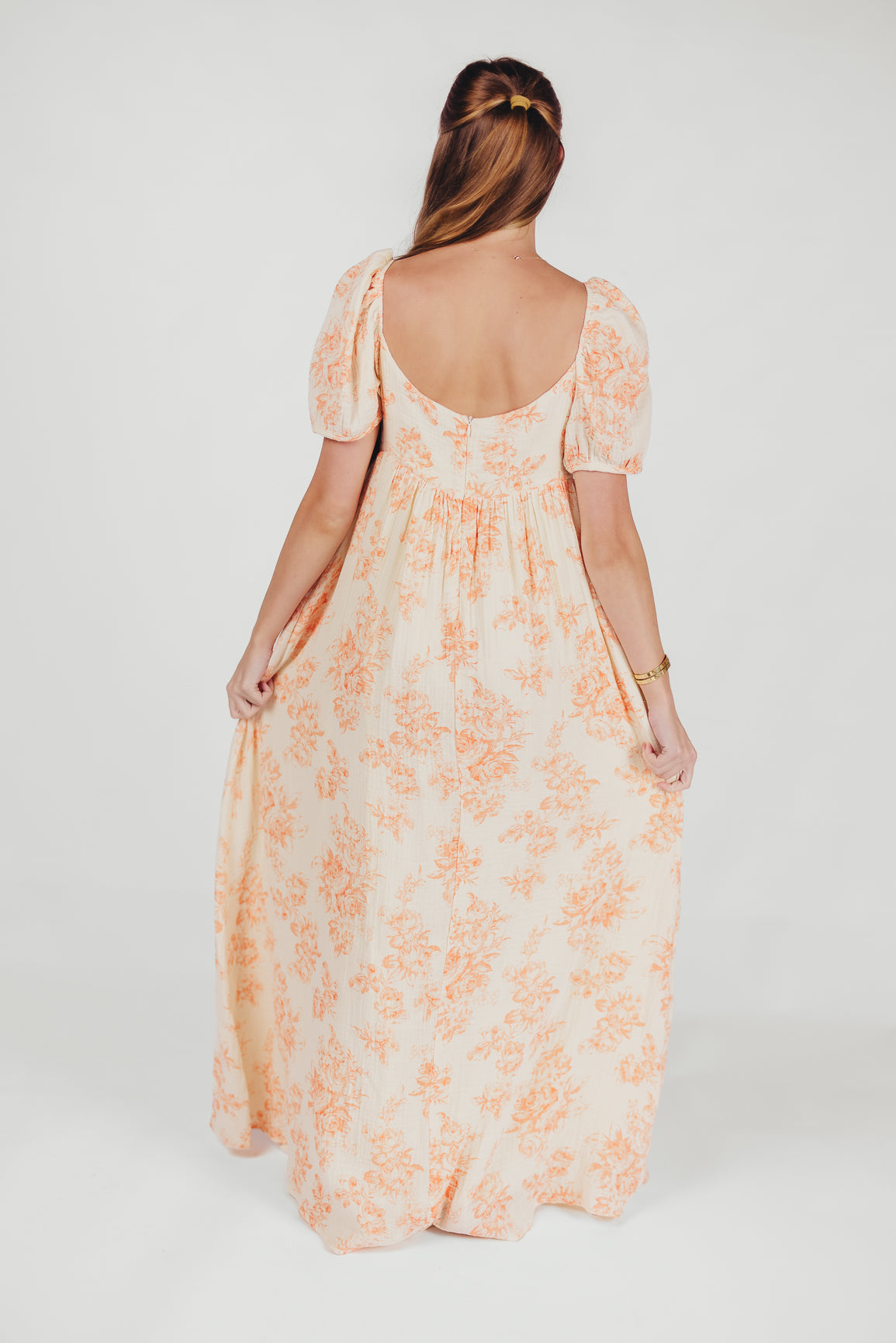 Haven 100% Cotton Tie Front Maxi Dress in Sherbert