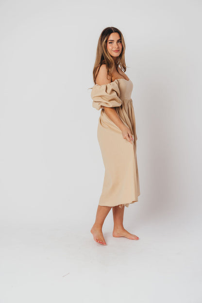 Hamilton Midi Dress in Taupe - Bump Friendly (S-XL)