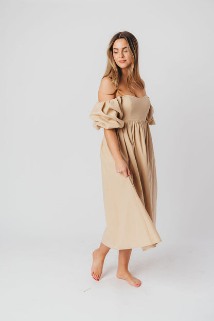 Hamilton Midi Dress in Taupe - Bump Friendly (S-XL)