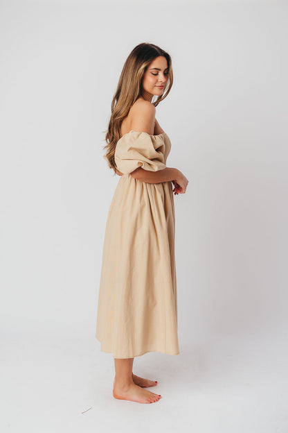 Hamilton Midi Dress in Taupe - Bump Friendly (S-XL)