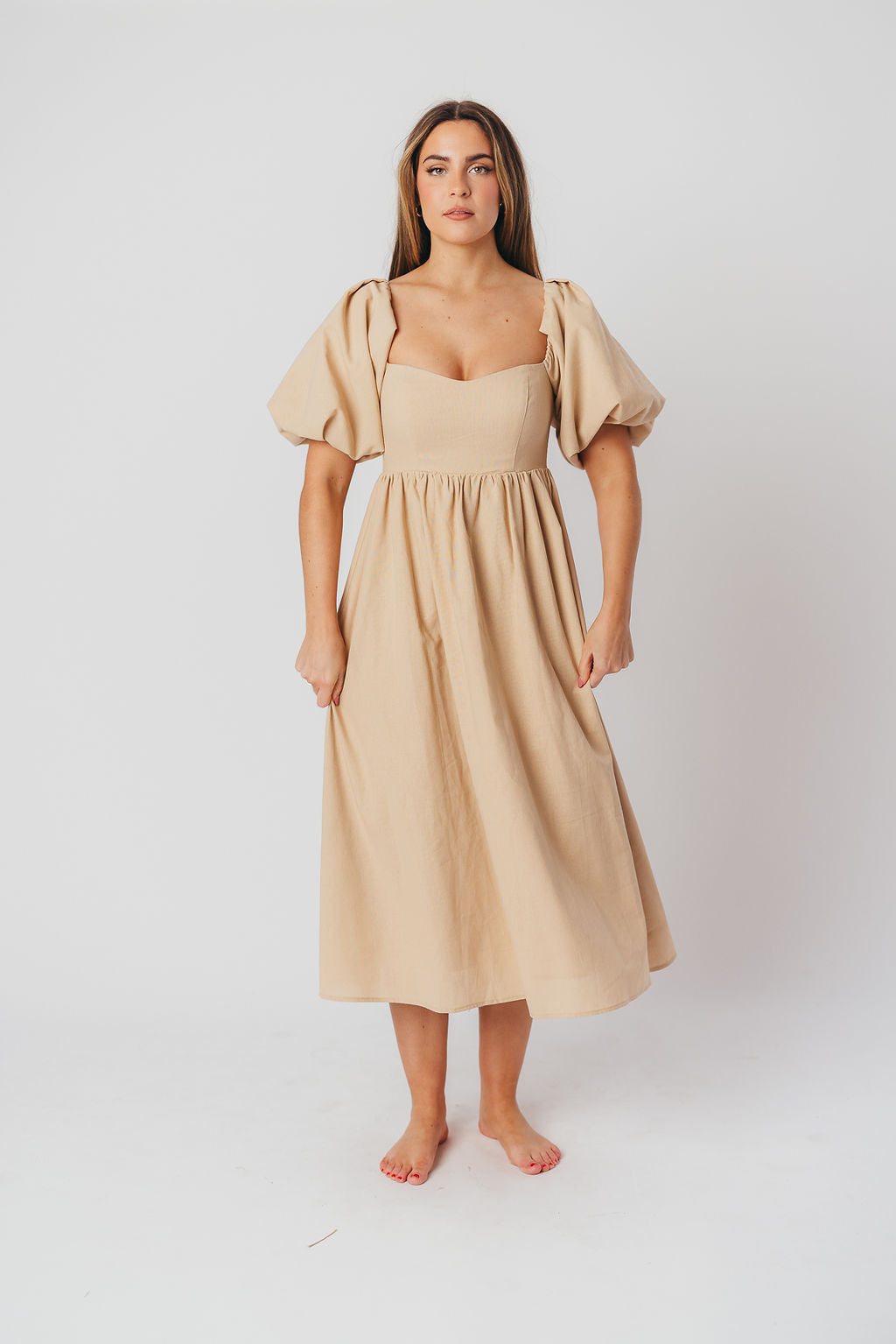 Hamilton Midi Dress in Taupe - Bump Friendly (S-XL)