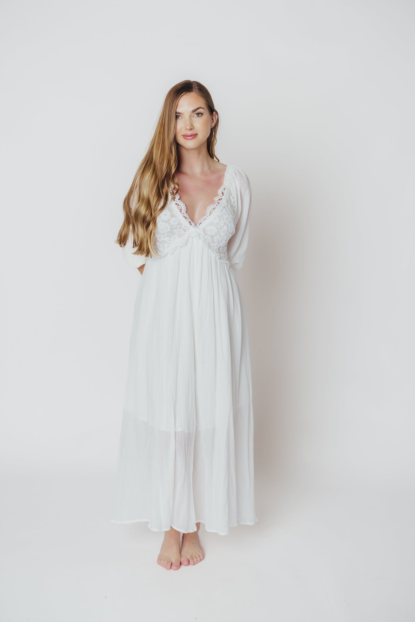 Lana Midi Dress in White - Inclusive Sizing (S-3X)