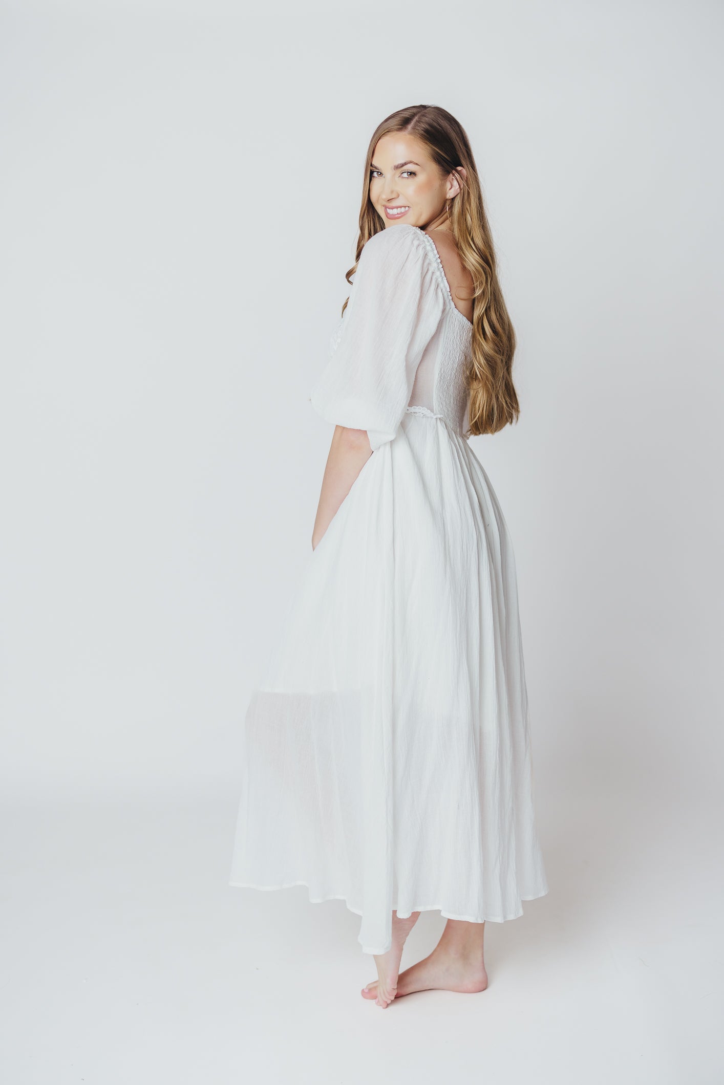 Lana Midi Dress in White - Inclusive Sizing (S-3X)