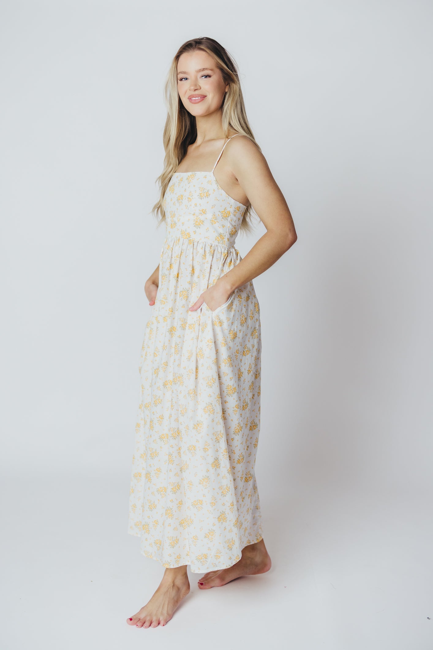 Diane Maxi Dress in White Marigold