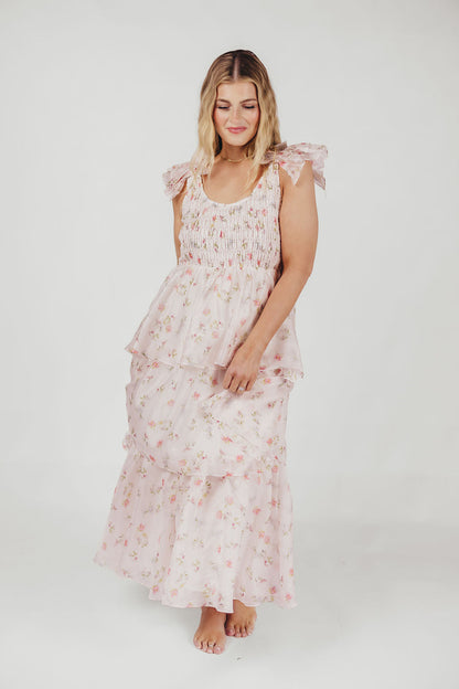 Forever & Always Midi Dress in Tiny Pink Floral - Bump Friendly & Inclusive Sizing (S-3XL)