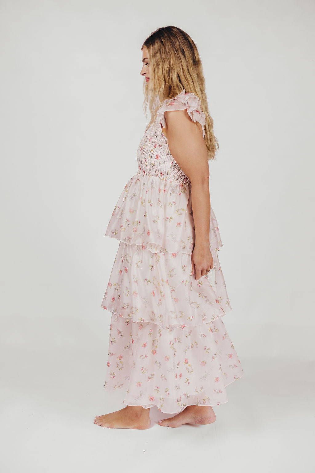 Forever & Always Midi Dress in Tiny Pink Floral - Bump Friendly & Inclusive Sizing (S-3XL)