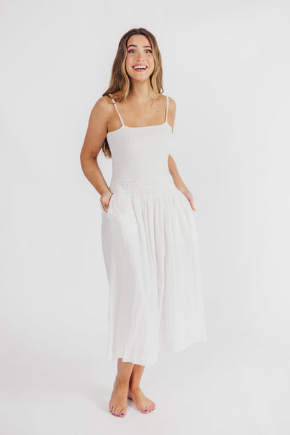 Nadia Knit Tank Maxi Dress in Off-White