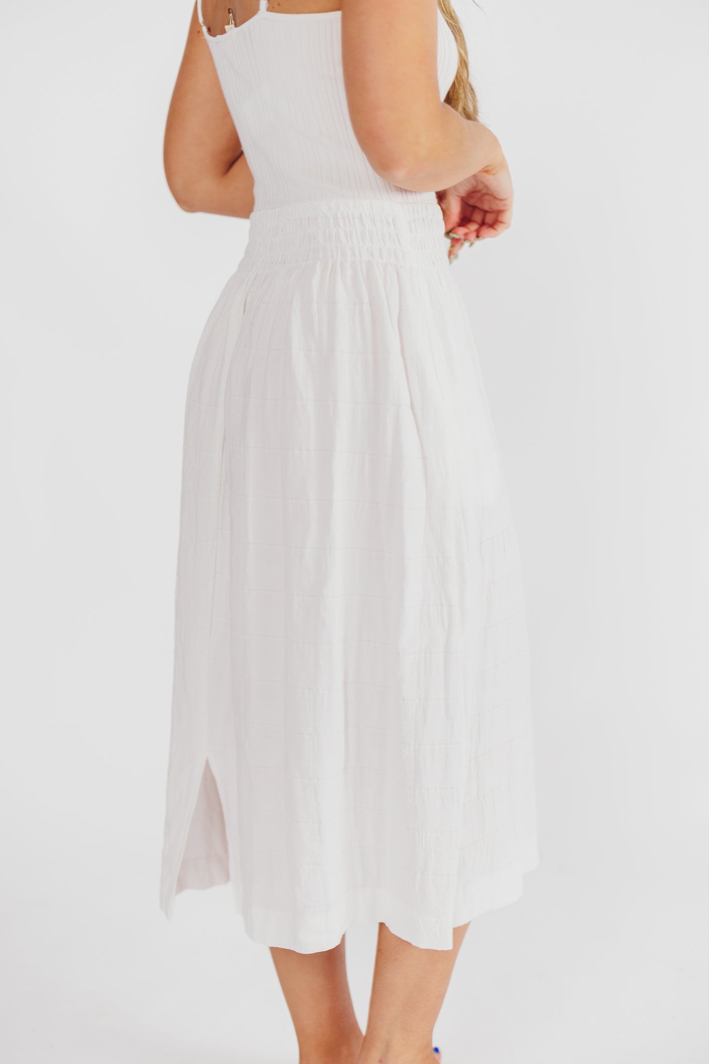 Nadia Knit Tank Maxi Dress in Off-White