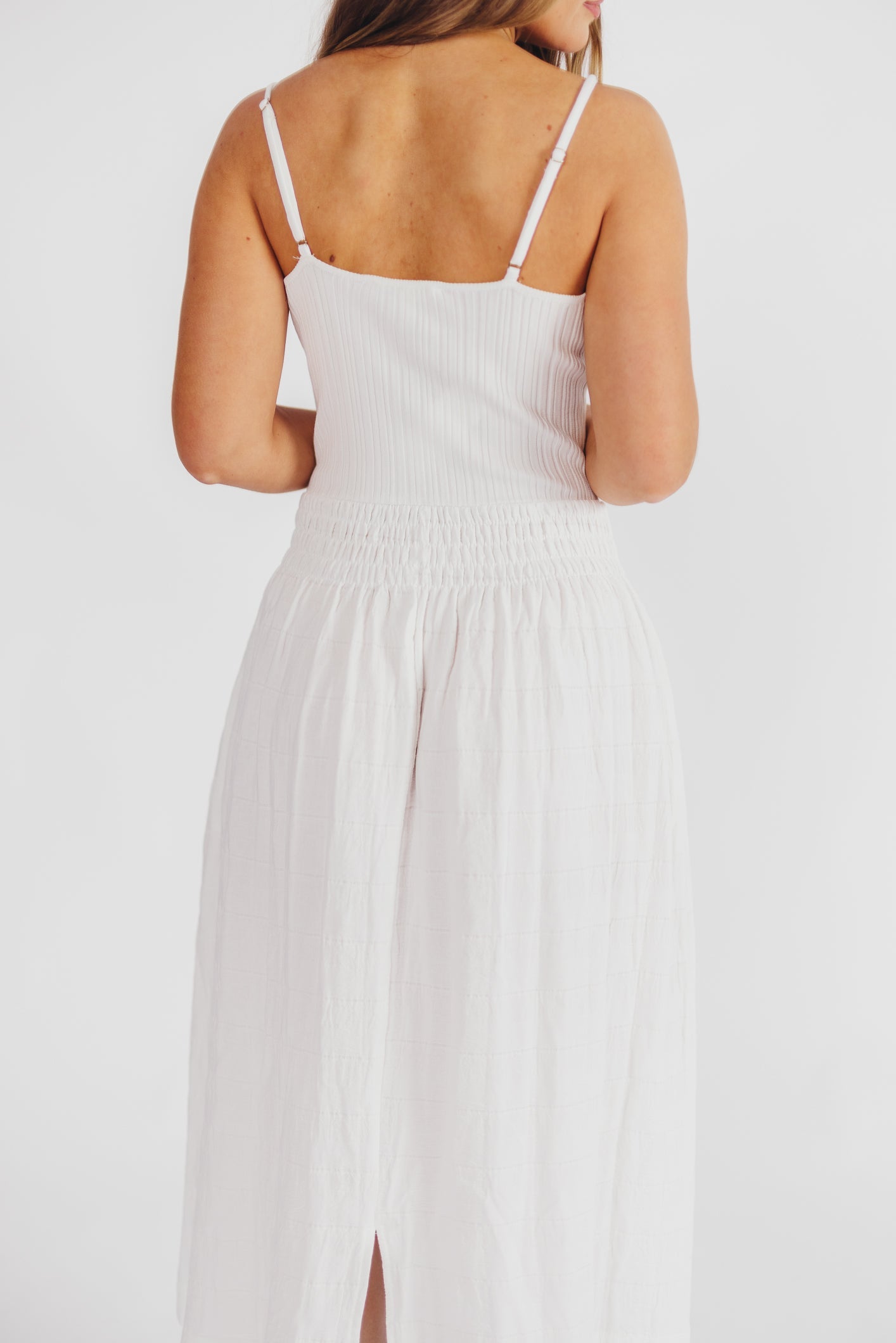 Nadia Knit Tank Maxi Dress in Off-White