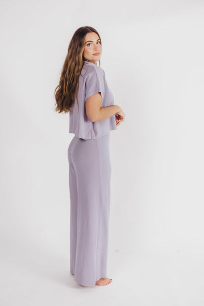 Tripp Knit Top and Pant Set in Blue Grey