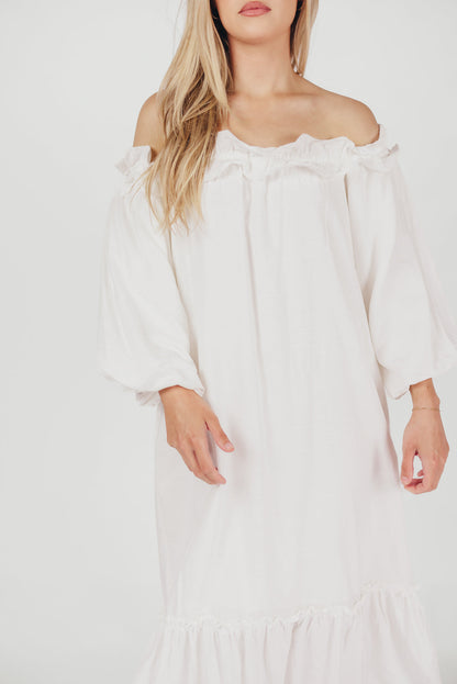 Moira Linen-Blend Ruffled Maxi Dress in White