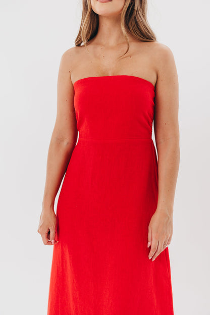 Blair Linen Maxi Dress in Red