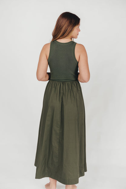 KerriLynn Sweater Knit Tank Maxi Dress in Dark Green