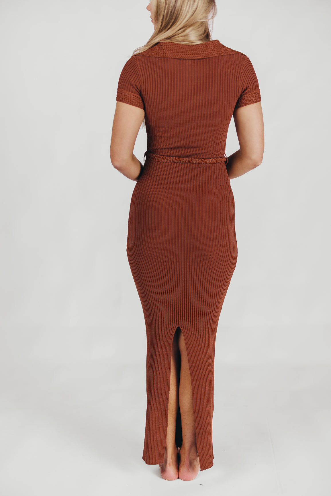 Nina Knit Midi Dress in Brown