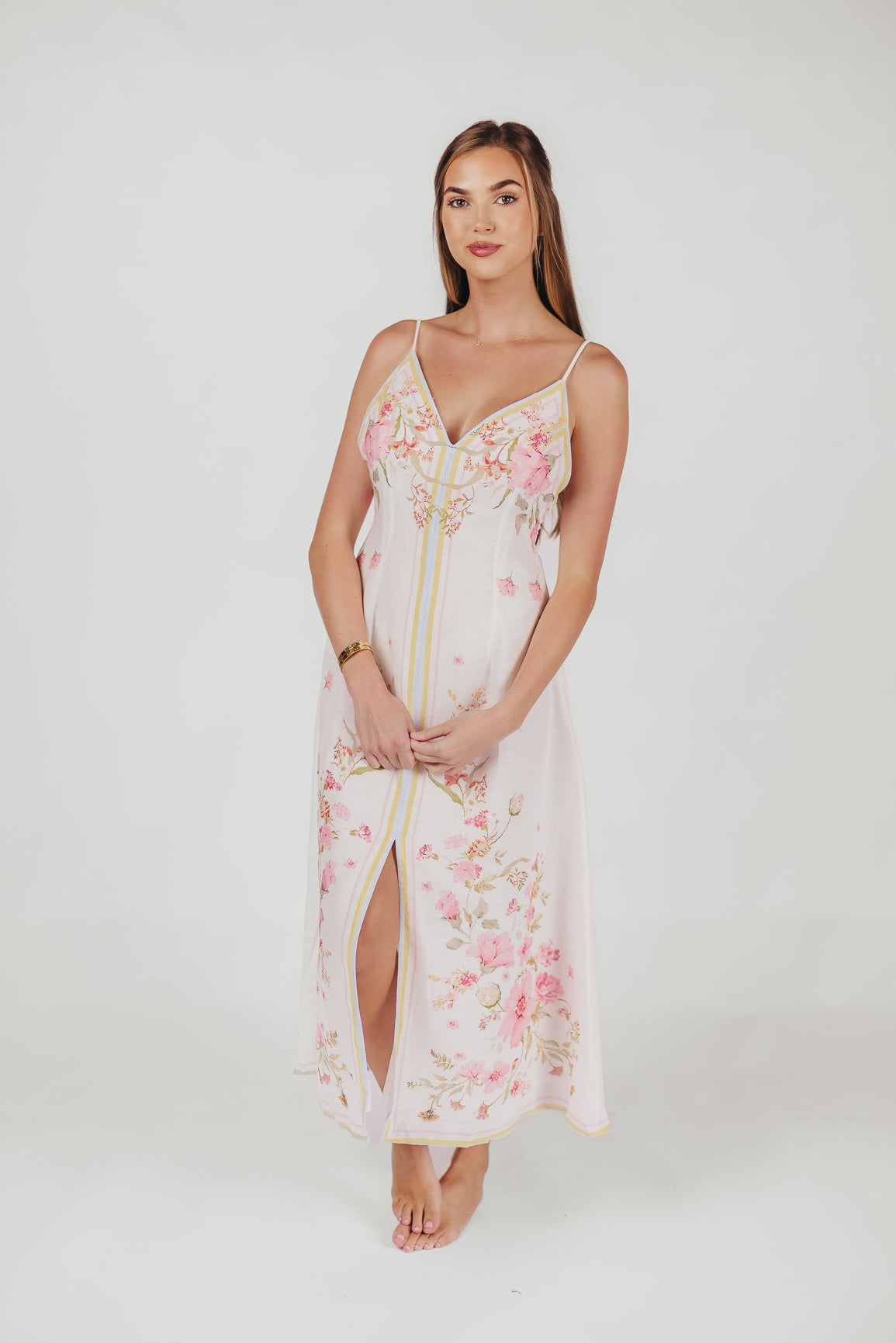 Josie Scarf Print Midi Dress in Pink