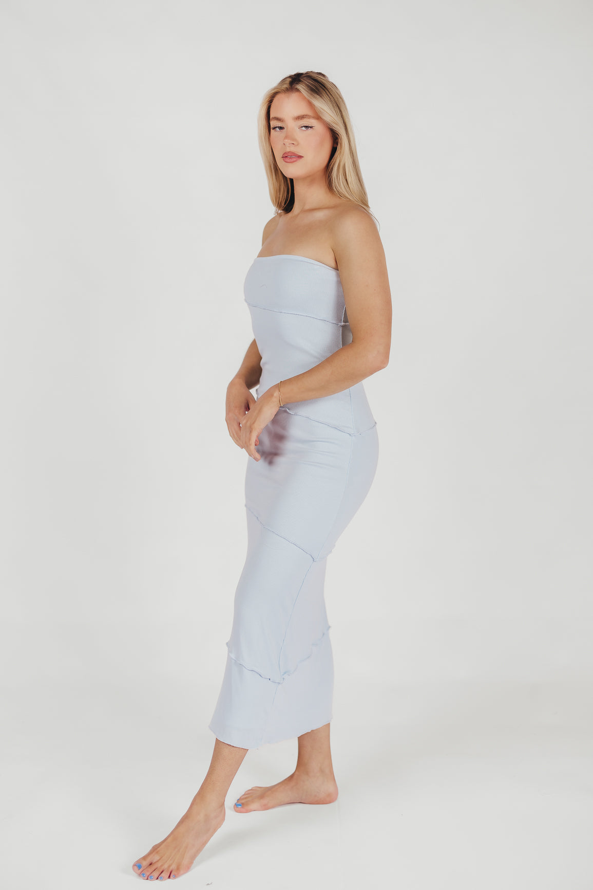 Mira Strapless Maxi Dress in Light Blue