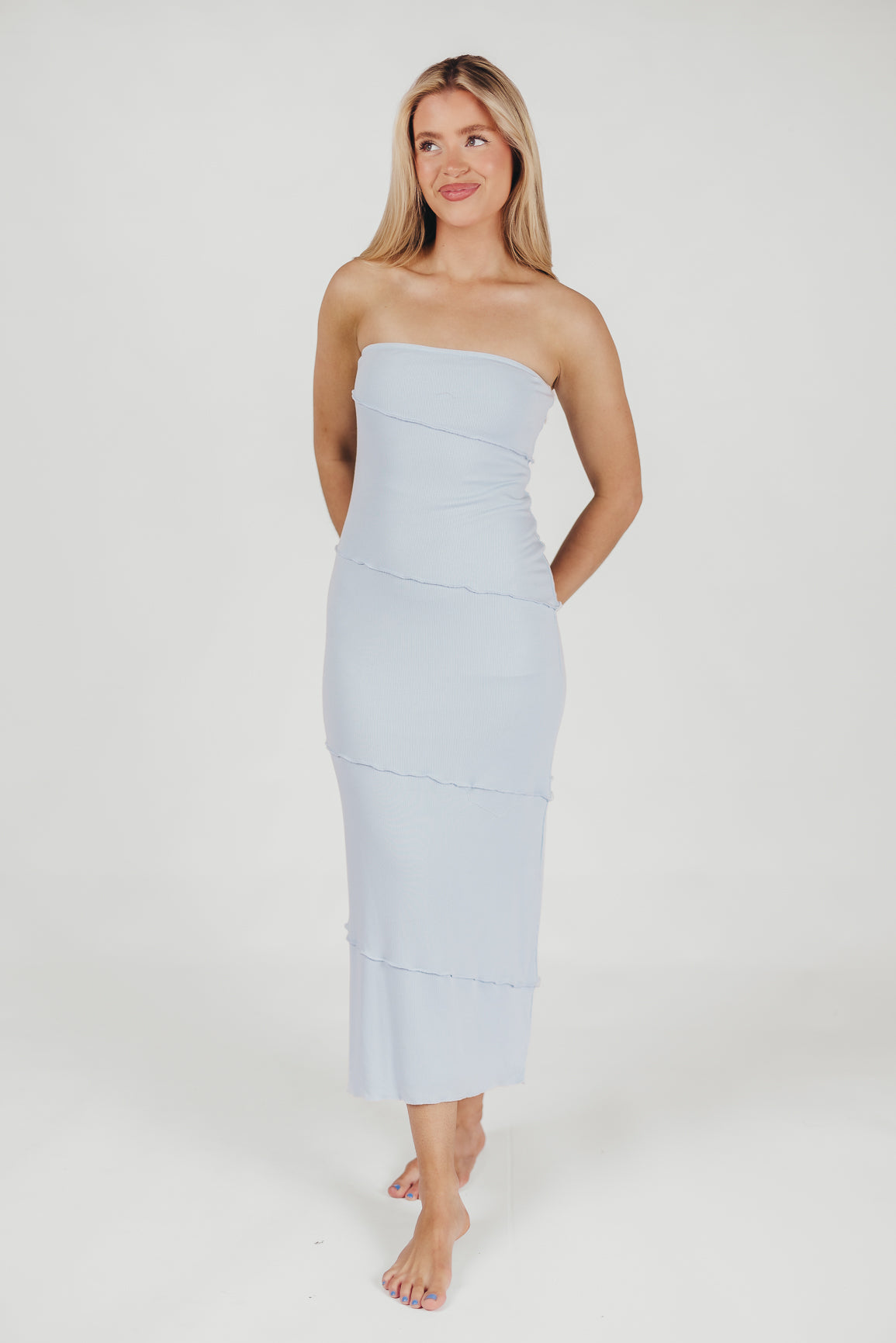 Mira Strapless Maxi Dress in Light Blue