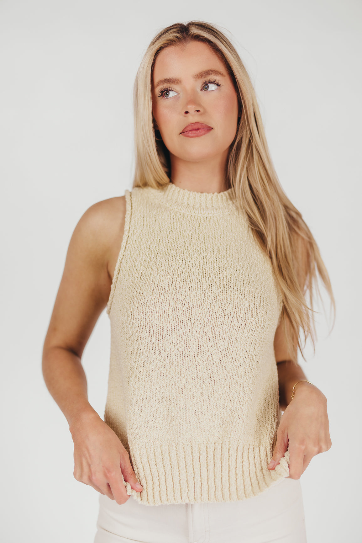 Nora Chunky Knitted Tank in Beige