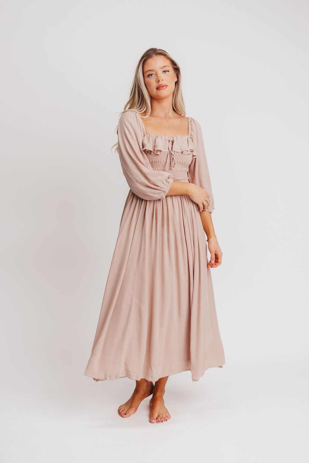 Geri Coastal Maxi Dress in Ecru