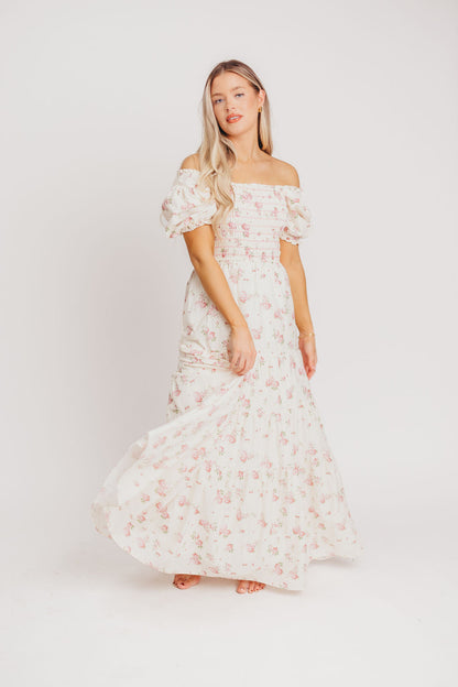 Harper Worth Maxi Dress in Ivory/Pink Floral - Inclusive Sizing (S-3XL) - Bump Friendly