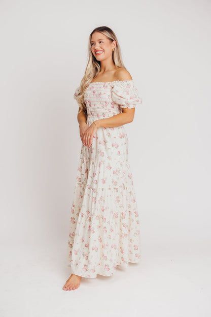 Harper Worth Maxi Dress in Ivory/Pink Floral - Inclusive Sizing (S-3XL) - Bump Friendly