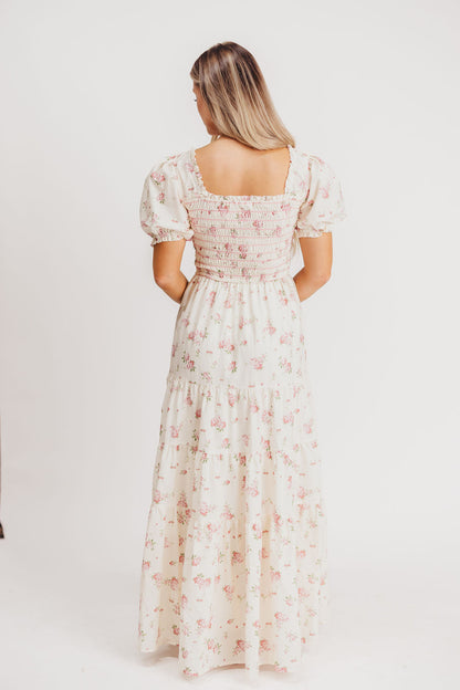 Harper Worth Maxi Dress in Ivory/Pink Floral - Inclusive Sizing (S-3XL) - Bump Friendly