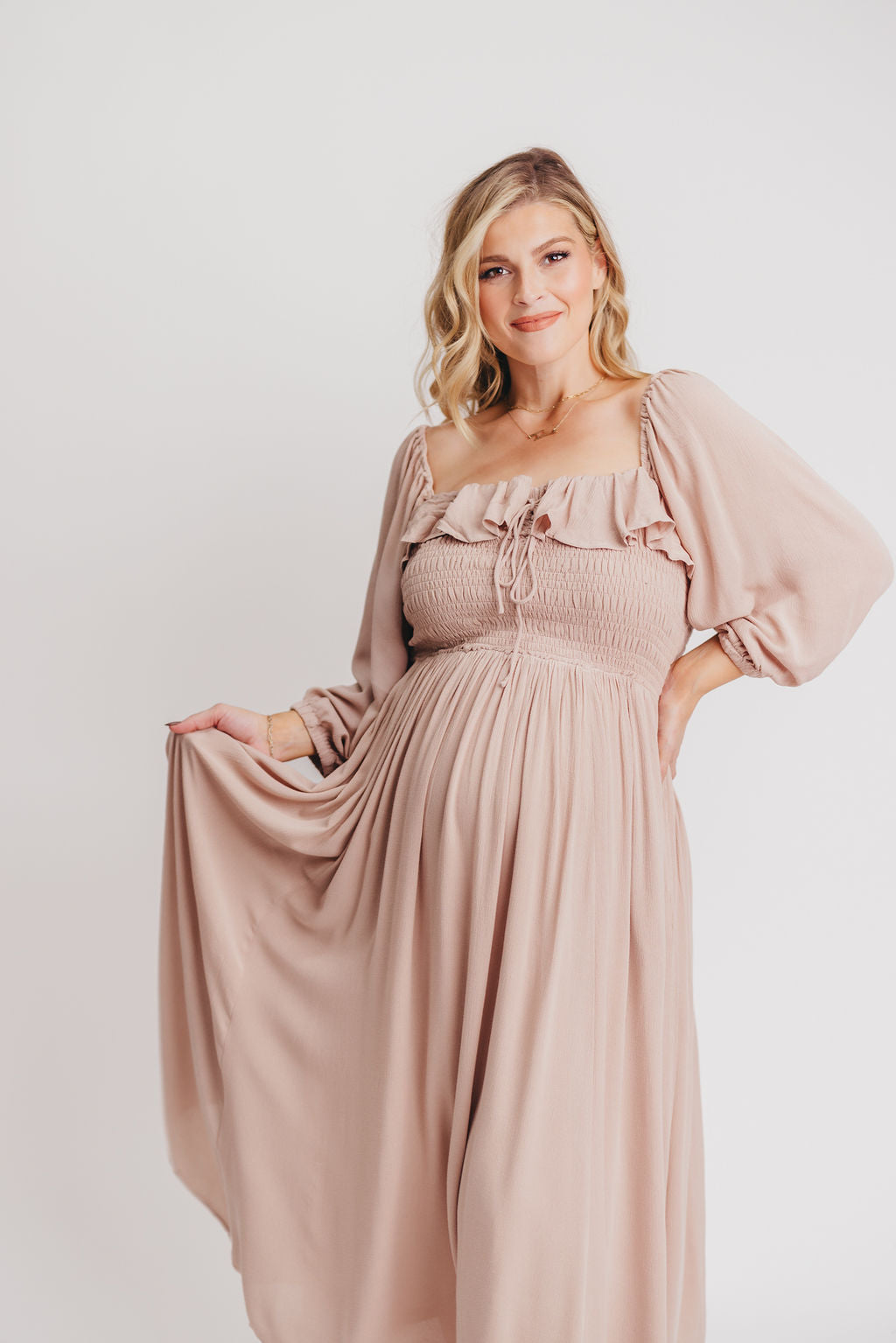 Geri Coastal Maxi Dress in Ecru