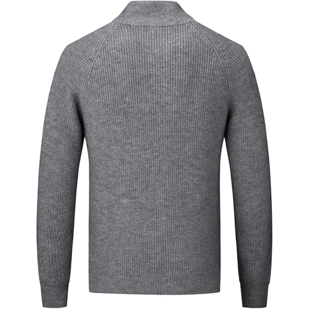 Men's warmer zip-up ribbed knit sweater - men