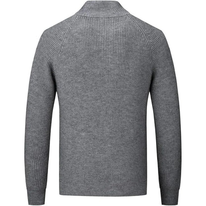 Men's warmer zip-up ribbed knit sweater - men