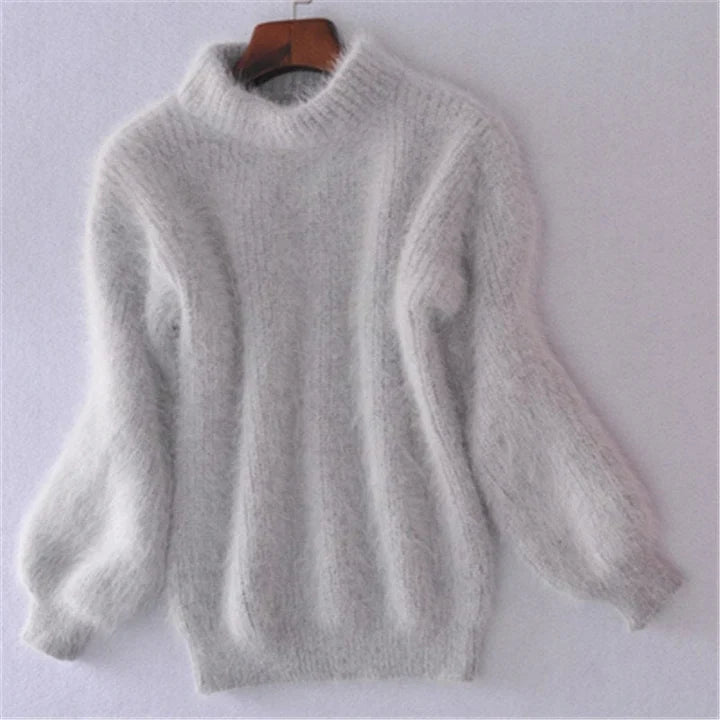 Mohair turtleneck knit sweater – women